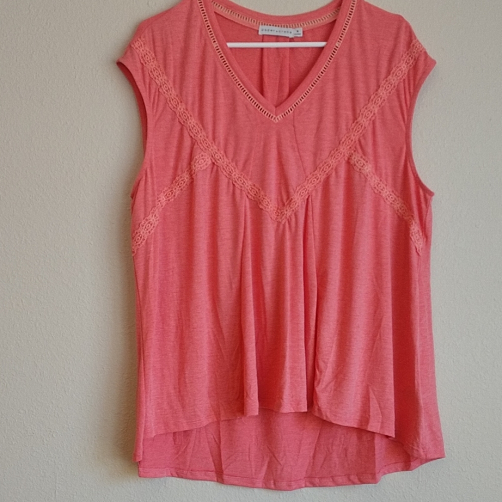 Coral Peach Cap Sleeve Top